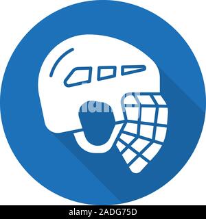 Hockey helmet flat design long shadow icon. Vector silhouette symbol Stock Vector