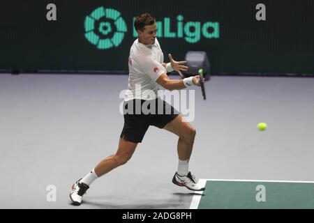 Vasek Pospisil of Canada during the Davis Cup 2019, Tennis Madrid Finals 2019 on November 18 to 24, 2019 at Caja Magica in Madrid, Spain - Photo Laurent Lairys / DPPI Stock Photo