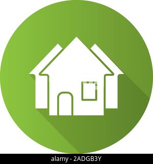 Real estate market. Flat design long shadow icon. Three houses. Vector silhouette symbol Stock Vector