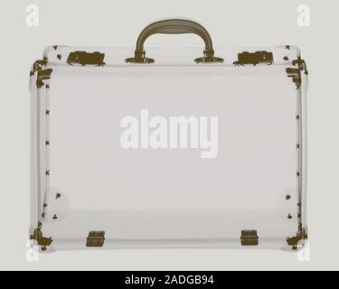 Empty briefcase, coloured X-ray. Stock Photo