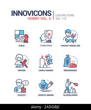 Hobby and activities - line design style icons set Stock Vector