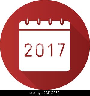 New Year 2017 calendar. Flat design long shadow icon. Vector silhouette symbol Stock Vector