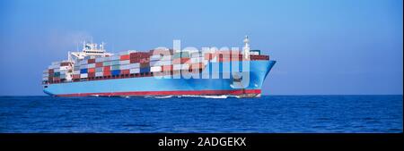 Container ship in the sea, Catalina Island, City Of Los Angeles, California, USA Stock Photo