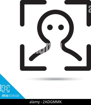 face identification scan line icon. Person in viewfinder. Cybersecurity vector symbol. User interface pictogram for web and apps. Stock Vector