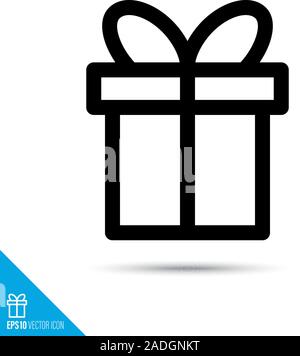 Gift box line icon. Present or free item vector symbol. User interface pictogram for web and apps. Stock Vector