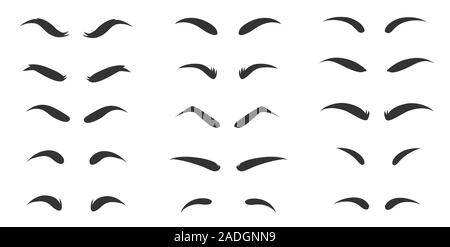 Eyebrows shapes Set. Eyebrow shapes. Various types of eyebrows. Makeup tips.  Stock Vector