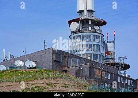 TV relay antenna at the summit of  Puy de Dôme peak, Auvergne, France Stock Photo