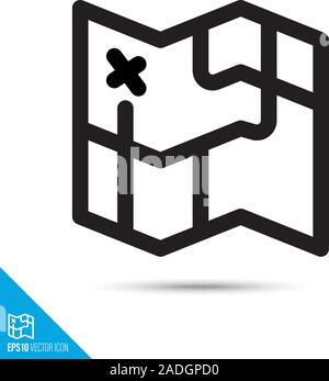 Folding map line icon. Navigation and location vector symbol. User interface pictogram for web and apps. Stock Vector