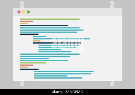 Coding page on gray, flat design. Vector illustration.  Stock Vector