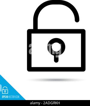 Opened padlock line icon. Security and encryption technology vector symbol. User interface pictogram for web and apps. Stock Vector