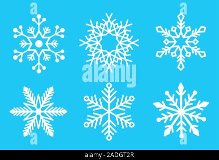 Simple design holiday snowflakes isolate on blue background. Vector illustration.  Stock Vector