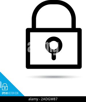 Closed padlock line icon. Security and encryption technology vector symbol. User interface pictogram for web and apps. Stock Vector