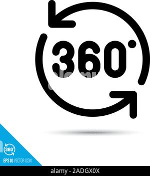 360 degrees line icon. Virtual reality vector symbol. User interface pictogram for web and apps. Stock Vector