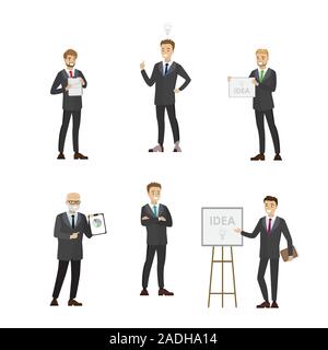 Successful Businessmen in different poses, isolated on white background,cartoon vector illustration Stock Vector