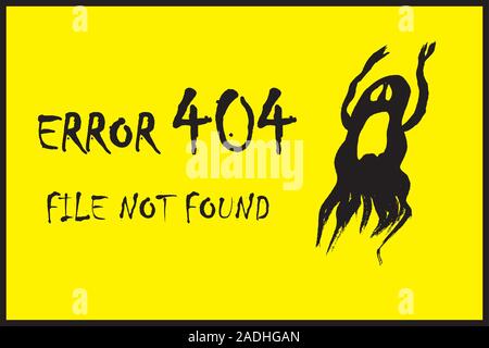 error page 404 and scary ghost,on yellow background,stock cartoon vector illustration Stock Vector