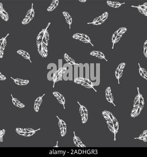 feathers seamless pattern, hand drawn vector illustration Stock Vector ...