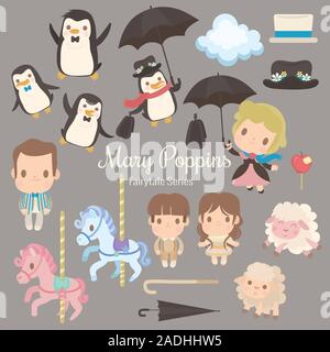 fairytale series mary poppins Stock Vector