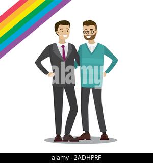 Cartoon vector illustration of a gay interracial couple Stock Vector ...