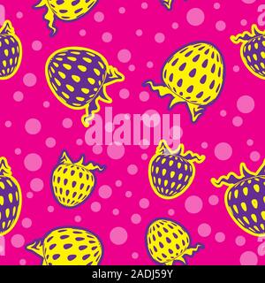 Seamless pink pattern with red strawberries as a background- Eps10 vector graphics and illustration Stock Vector