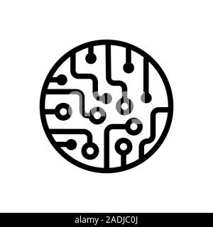 Circuit board icon in flat style Black chip symbol Stock Vector