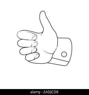 Thumbs up line icon isolated on a white background Vector image Stock Vector