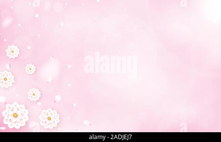 Pink floral spring background. Stock Vector