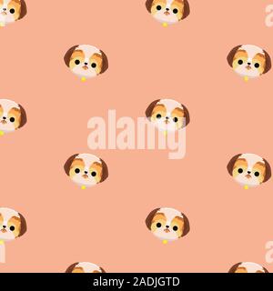 Vector cartoon character shih tzu dog pattern for design. Stock Vector