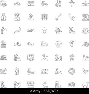 Horticulture line icons, signs, symbols vector, linear illustration set Stock Vector