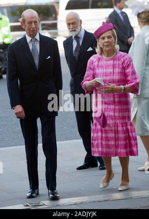 The Duke and Duchess of Kent join H.M. The Queen at Westminster Abbey for a ceremony to mark the 60th anniversary of her coronation in 1953. Accompanied by the Duke of Edinburgh, Prince Charles and the Duchess of Cornwall, the Duke and Duchess of Cambridge, and other members of the Royal Family June 2013. Stock Photo