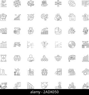 Business audit line icons, signs, symbols vector, linear illustration set Stock Vector