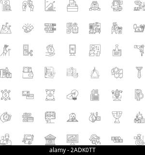 Business metaphors line icons, signs, symbols vector, linear illustration set Stock Vector