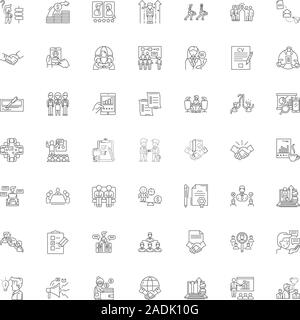 Business rules line icons, signs, symbols vector, linear illustration set Stock Vector