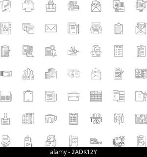 Documentation line icons, signs, symbols vector, linear illustration set Stock Vector