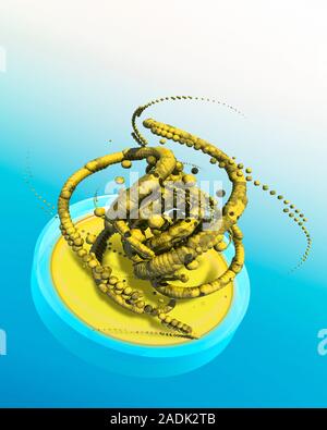 Creation of artificial life. Conceptual computer artwork depicting the creation of a new life-form in a petri dish. Geneticists are working on methods Stock Photo