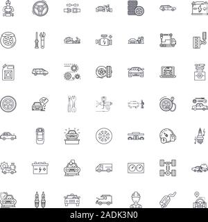 Car service line icons, signs, symbols vector, linear illustration set Stock Vector