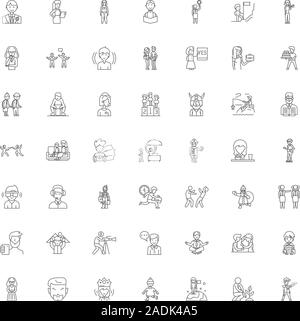 Life coach line icons, signs, symbols vector, linear illustration set Stock Vector
