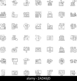 Content making line icons, signs, symbols vector, linear illustration set Stock Vector