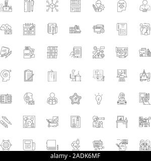 Content marketing line icons, signs, symbols vector, linear illustration set Stock Vector