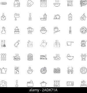 Dessert cooking line icons signs set. Design collection of Baking, Ice ...