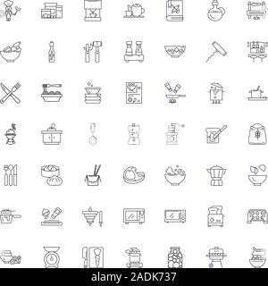 Cooking class line icons, signs, symbols vector, linear illustration set Stock Vector