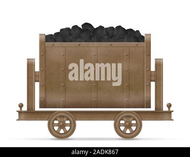 mining trolley cart vector illustration isolated on white background Stock Vector