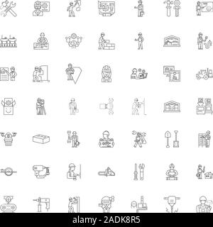 Diy store line icons, signs, symbols vector, linear illustration set Stock Vector