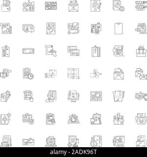 Document line icons, signs, symbols vector, linear illustration set Stock Vector