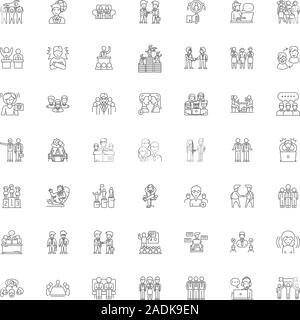Talks line icons, signs, symbols vector, linear illustration set Stock Vector