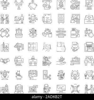 Franchise line icons, signs, symbols vector, linear illustration set Stock Vector