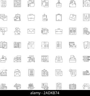 Docs and files line icons, signs, symbols vector, linear illustration set Stock Vector