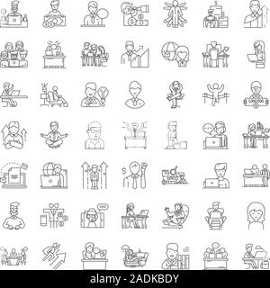 Freelance line icons, signs, symbols vector, linear illustration set Stock Vector