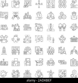 Franchising line icons, signs, symbols vector, linear illustration set Stock Vector