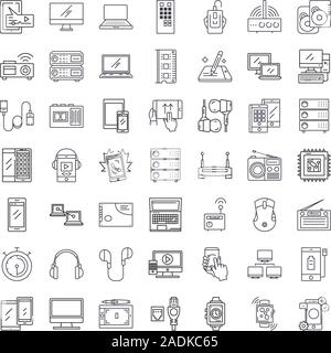 Gadgets line icons, signs, symbols vector, linear illustration set Stock Vector