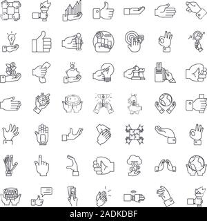 Gestures line icons, signs, symbols vector, linear illustration set Stock Vector